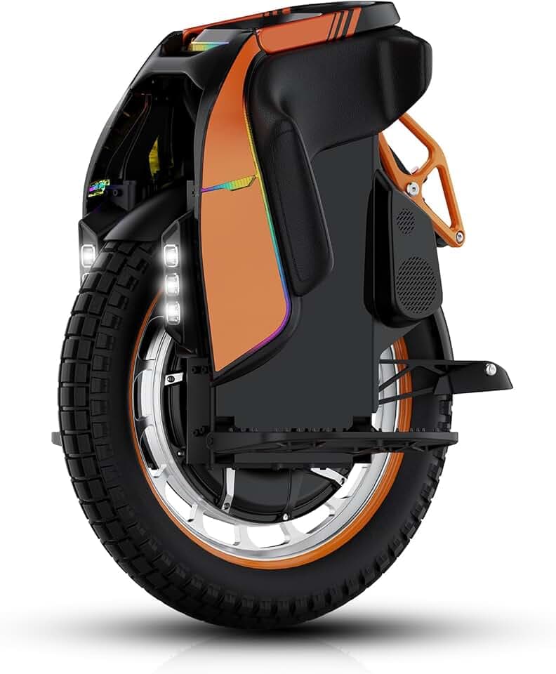 KINGSONG Gyroroue Electrique KS-S19, Adulte,Noire et Orange, Moteur 3500W, Autonomie jusqu'à 150km, bridée 25km/h, Pneu Gonflable 18", Haut-Parleur et Bluetooth