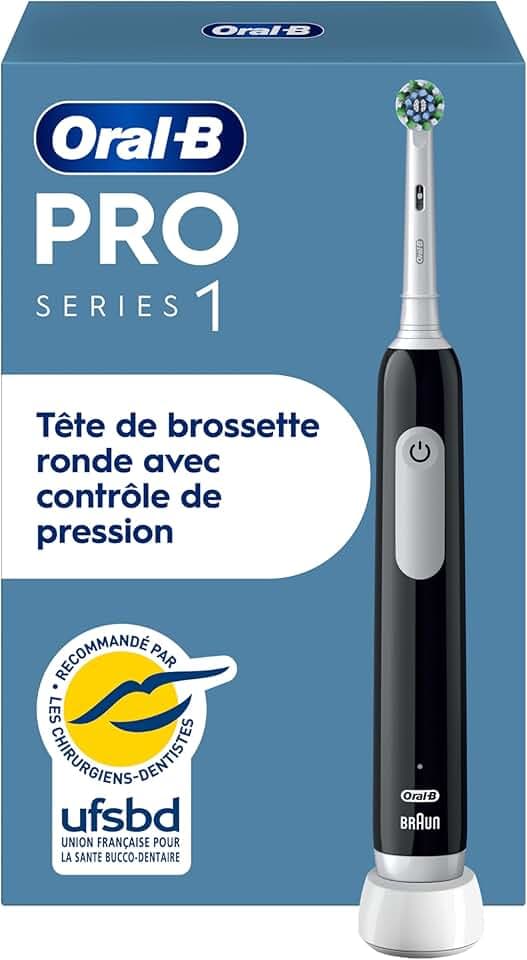 Oral-B Brosse à Dents Electrique Pro 1 avec Brossette de Rechange, Noire