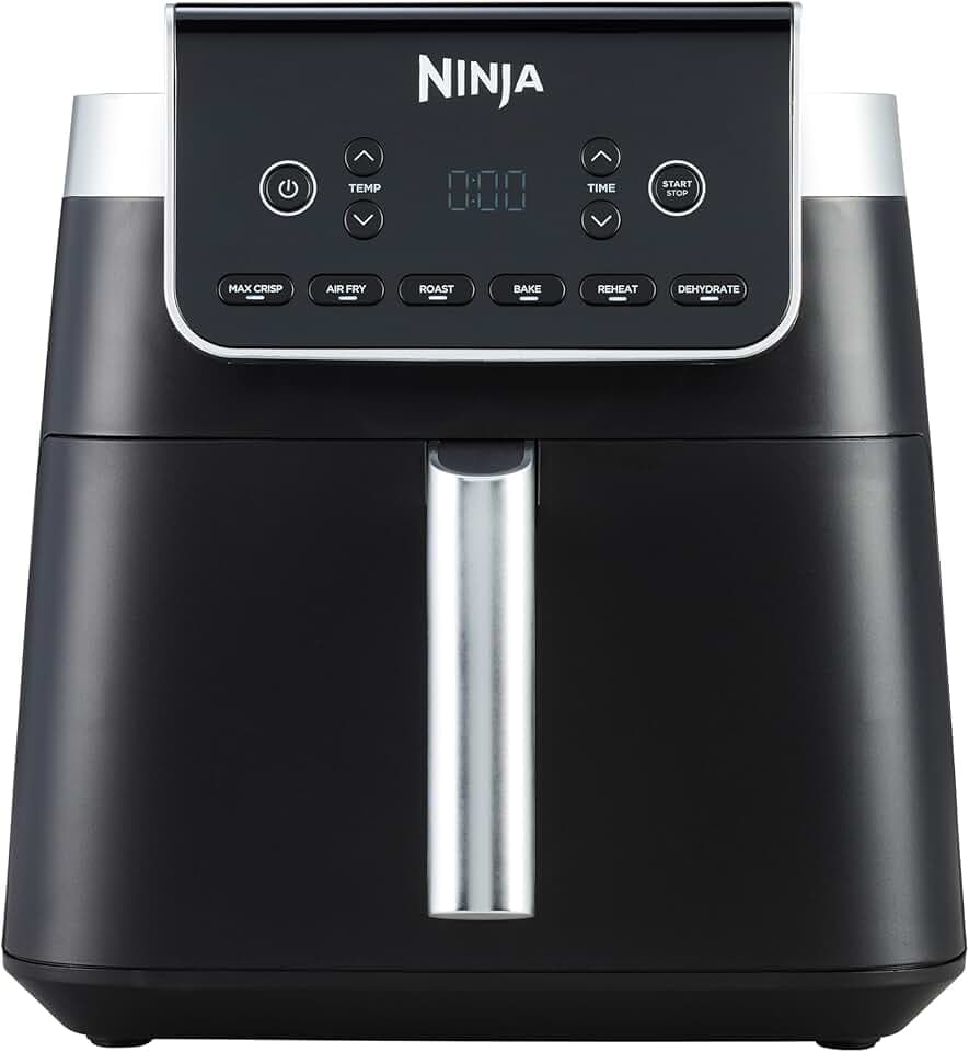 Ninja Air Fryer MAX PRO, 6.2L, sans huile, grand tiroir, rôtir, cuire, frire, familial, numérique, produits congelés, antiadhésif, panier et plaque de cuisson compatibles lave-vaisselle, gris, AF180EU