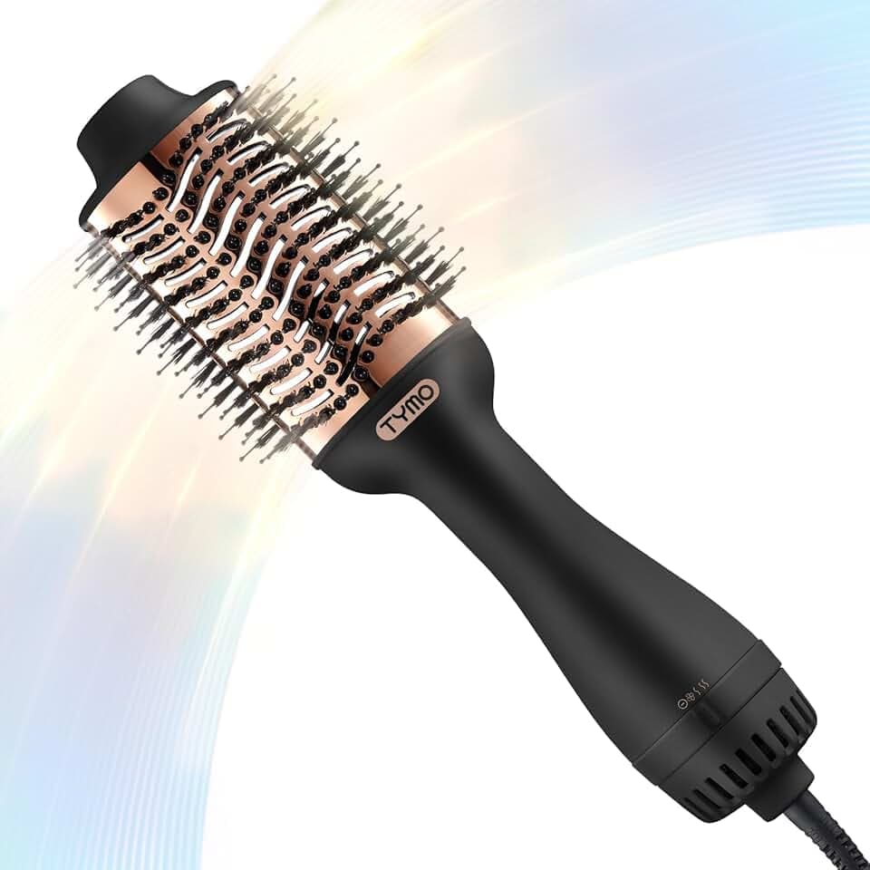 TYMO Brosse Soufflante Chauffante - One-Step Sèche-cheveux et Brosse Volume Ionique Pour Séchage Rapide, Lisser, Boucler, Créer du Volume, 3 Températures, 1200W, Or