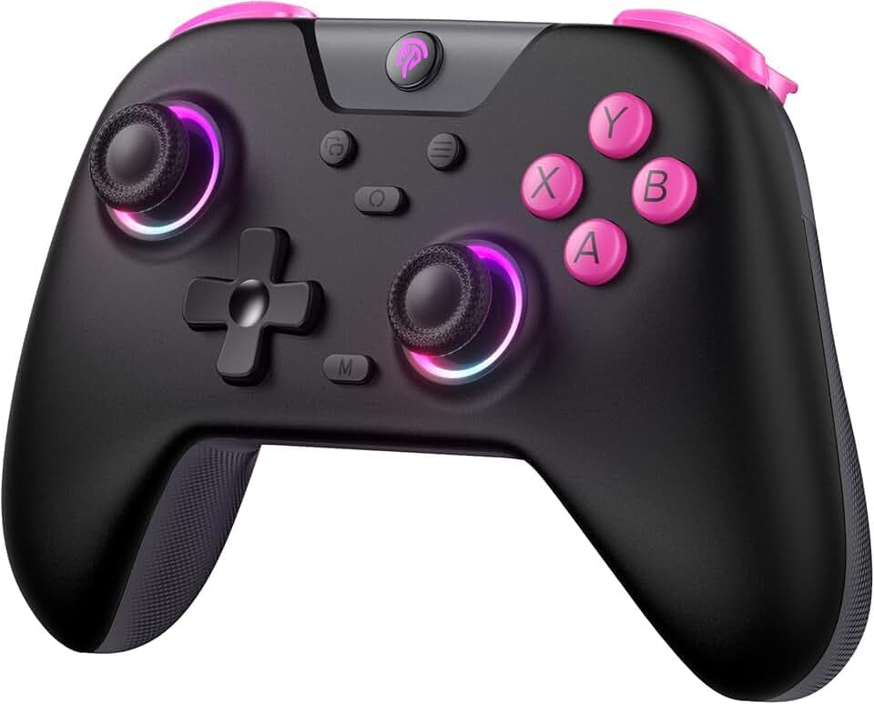 EasySMX X05 Manettes PC Sans Fil Rechargeable avec RGB/Vibration/Hall Joystick/Hall Trigger, Manette PC Bluetooth pour Gamer/Switch/Mobile/Android/iOS/Android TV Box, 750 mAh, Noir