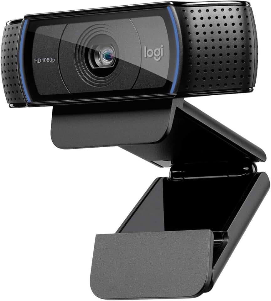 Logitech Webcam C920 HD Pro, Appels et Enregistrements Vidéo Full HD 1080p, Gaming Stream, Deux Microphones, Petite, Agile, Réglable, PC/Mac/Portable/Tablette/Chromebook - Noir