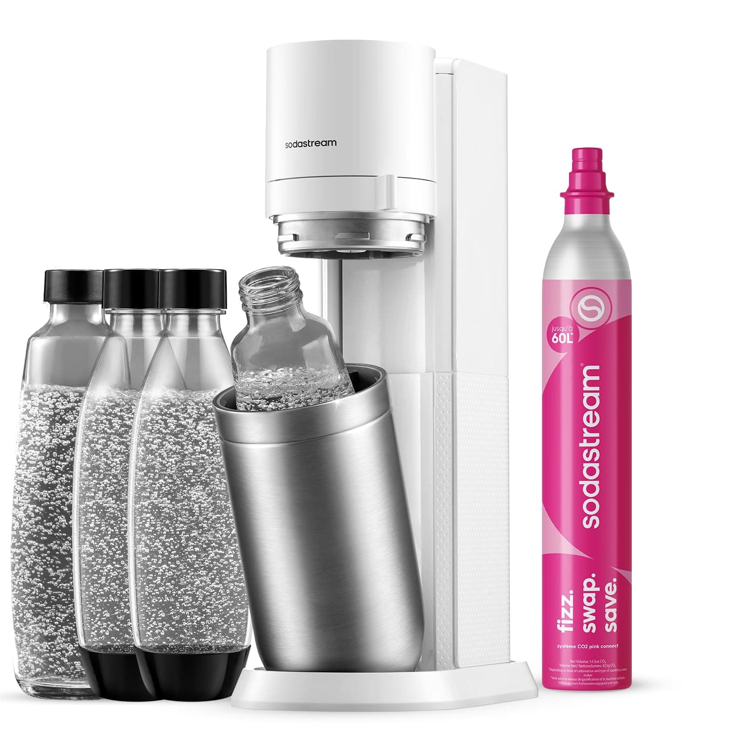 Sodastream DUO Machine à Soda | 2 Bouteilles + 2 Verre + Cylindre | Blanche