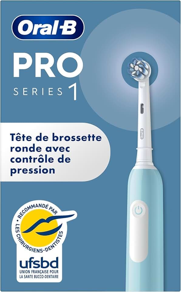 Oral-B Brosse à Dents Electrique Pro 1 avec Brossette de Rechange, Bleue | 3 Modes de Nettoyage dont Douceur, Brossage avec des Oscillo-Rotations et Pulsations, Chargeur