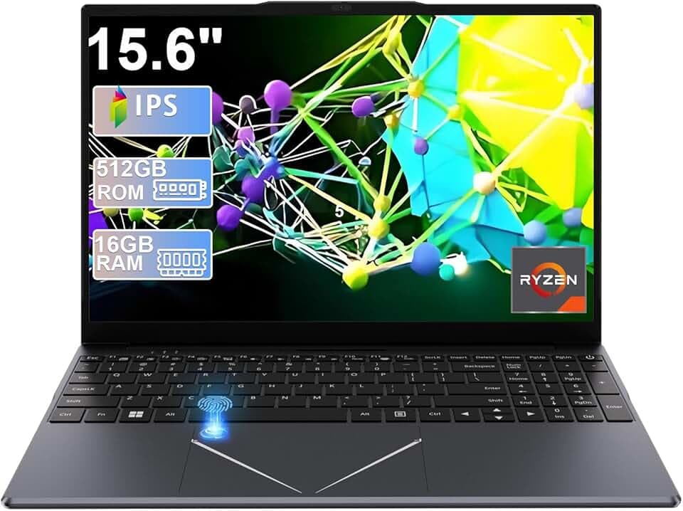 DREAMFYRE 15.6" PC Portable Ryzen 5 3500U. Ordinateur Portable 16GB DDR4 512GB SSD, Laptop de Jeu/Bureau avec Support d'ID Tactile 2.4 / 5G WiFi Bluetooth, Computer avec USB 3.0 * 2, HDMI * 1