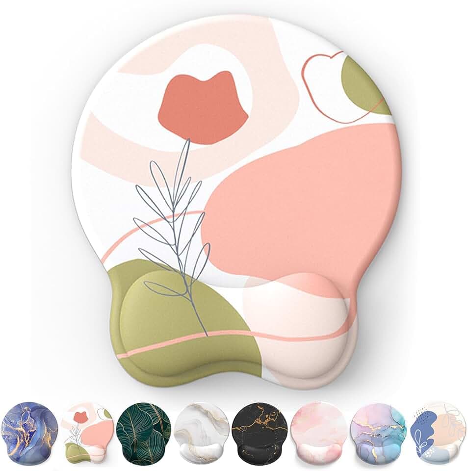 Tapis de Souris Support de Repose-Poignet, Tapis Souris Ergonomique en Gel, Tapis de Souris Frais pour Gamer, Repose Poignet Souris avec Base en PU antidérapant(Rose)