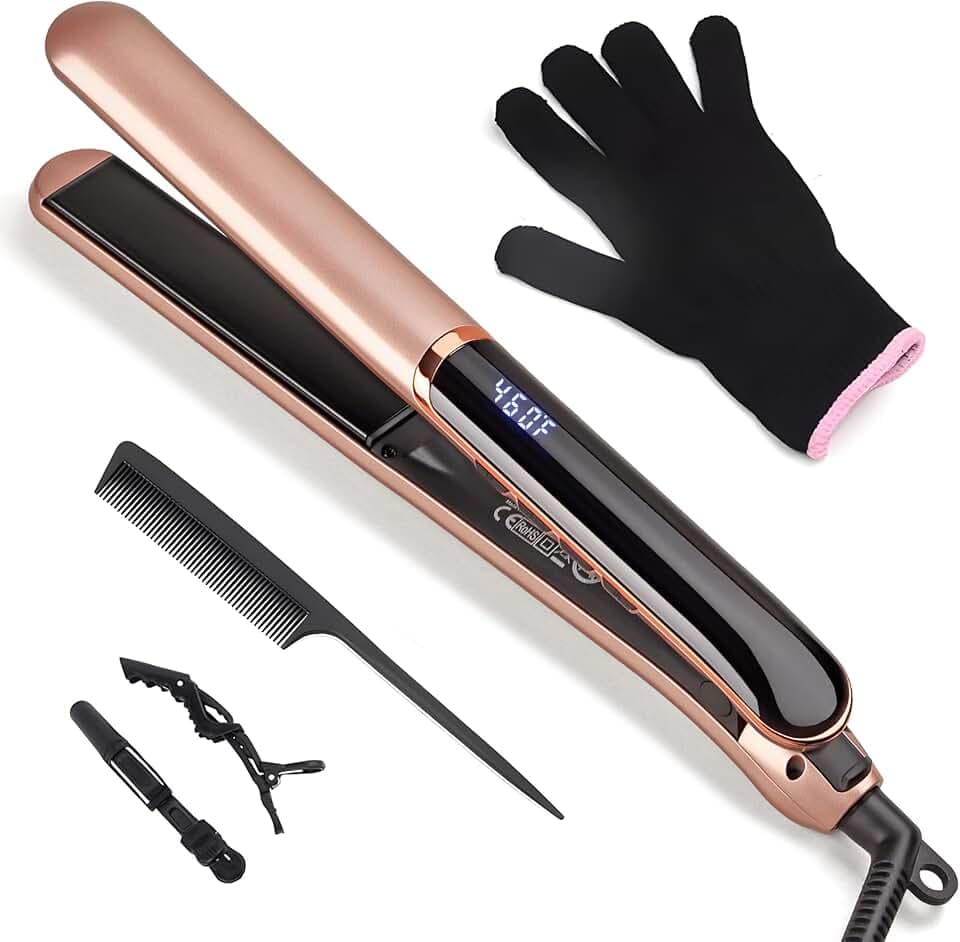 Lisseur Cheveux, Fer a Lisser avec Plaques en céramique pour un lissage parfait, Chauffe Rapide Températures de 150-230°C, Voltage Universel