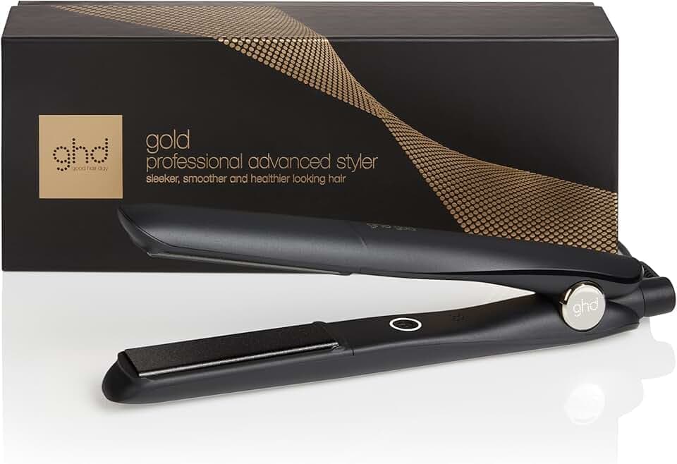 ghd - Lisseur cheveux ghd gold - Fer à lisser professionnel - Cheveux plus lisses, 65% plus brillants, sans chaleur extrême - Lisseur boucleur, design arrondi - Idéal tous types de cheveux