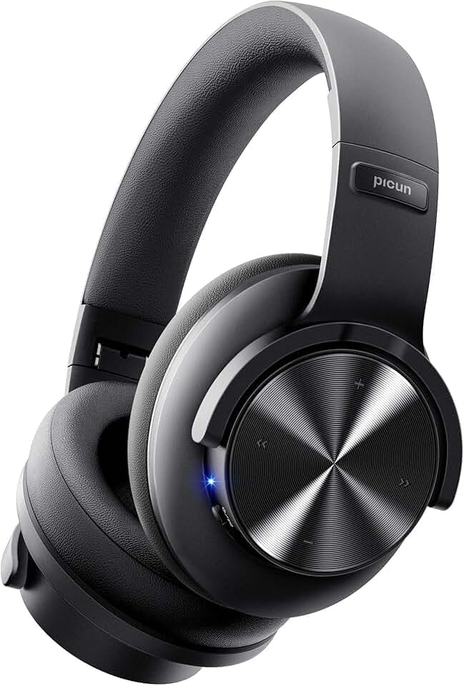 Picun B8 Bluetooth Headphones, 120 Hours Wireless Handsfree Calling, 3EQ and Gaming Mode, Foldable Over-Ear Headphones for Travel Home Office Cell Phone PC Black
