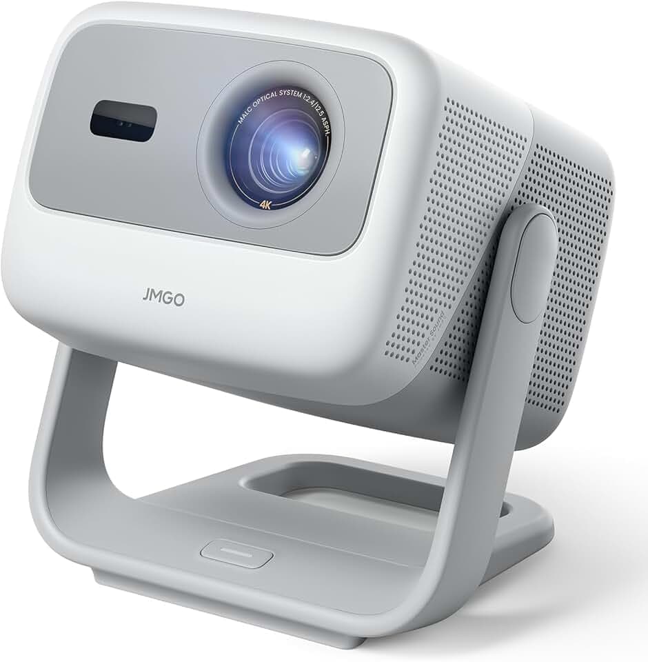 JMGO N1S 4K Mini Videoprojecteur, Triple Laser, 1100 ISO Lumens, Gimbal Instantané Autofocus, Google TV, Netflix, 110% BT.2020, HDR10, Audio Dolby 10W, Blu-ray 3D, 200" pour Extérieur, Gaming, Soirées