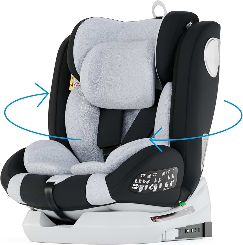 Babify Onboard Siege Auto ECE R129/i-Size, Bebe 0 à 36kg, Siege Auto Isofix Groupe 0 1 2 3, Siège Auto Bébé et Enfants de 0 à 12 Ans, Sièges Auto Pivotant 360, Ergonomique, Rehausseur Voiture Enfant