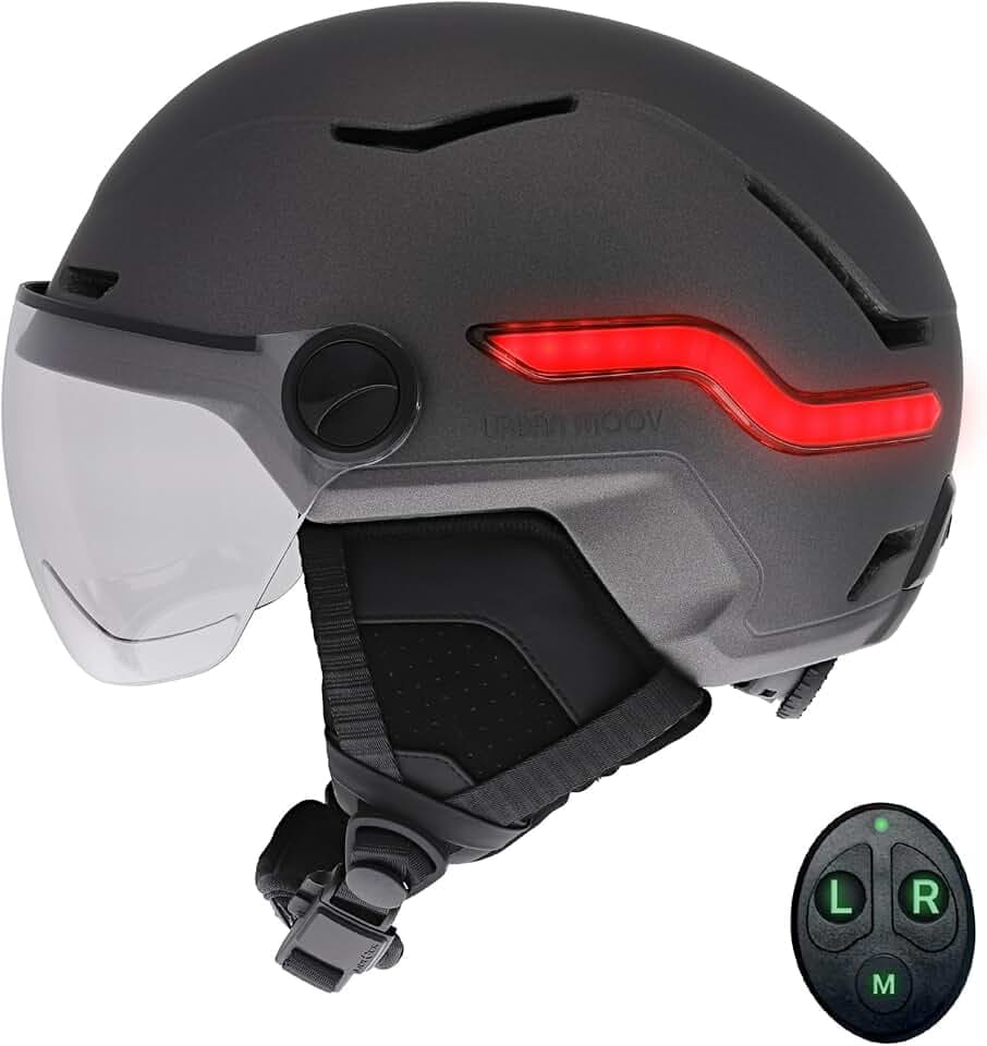 T'nB - Vizion Casque Vélo et Trottinette Électrique pour Homme et Femme, LED Connectées, Détection du Freinage Automatique, Clignotants Télécommandés, Visière Anti-UV, Batterie Rechergeable