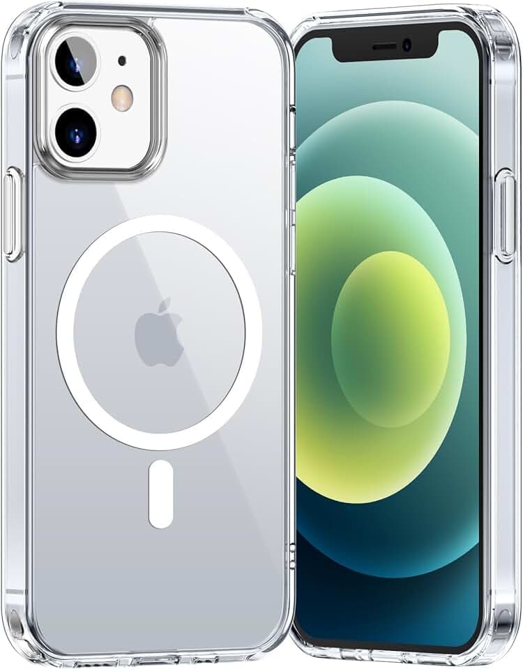 Opkiegrn Coque pour iPhone 12/12Pro, Compatible avec MagSafe Recharge sans Fil, Protection Antichoc, Anti-Jaunissement,Dos Anti Rayures PC Magnétique Étui Housse pour iphone 12/12 Pro,Transparent