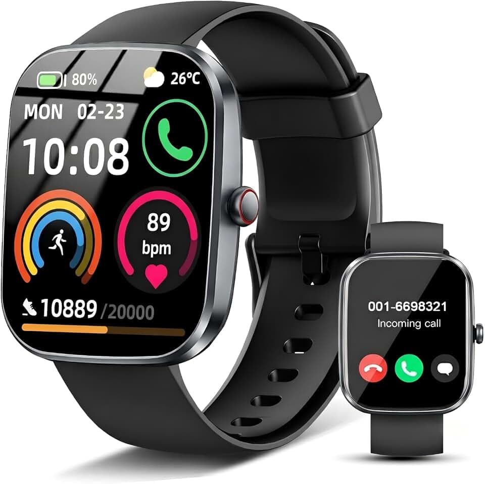 Soudorv Montre Connectée pour Homme Femme, Smartwatch avec Appel Bluetooth | 1.91" HD Montre avec 110+ Sportifs, étanche IP68, Podomètre Sommeil Cardiofréquencemètre, Fitness pour Android iOS, Noir