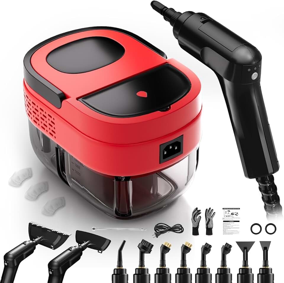 Nettoyeur Vapeur, Nettoyeur Vapeur à Main, 1600ML Réservoir d'eau, Poignée Réglable 3 Niveaux, Steam Cleaner, Nettoyeurs Vapeur Portable pour Fenêtres, Cuisine, Voiture, Salle de Bain, Sol