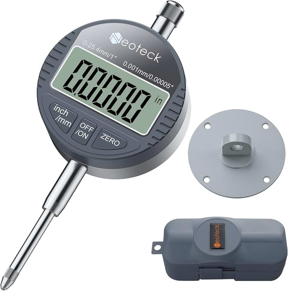Neoteck 25.4mm/0.001mm Comparateur Numérique - Jauge de Précision Digitale à Affichage LCD Haute Résolution 0.00005" Conversion mm/pouce Zéro Instantané Outil de Mesure Électronique pour Atelier, Usin Global Recycled Standard