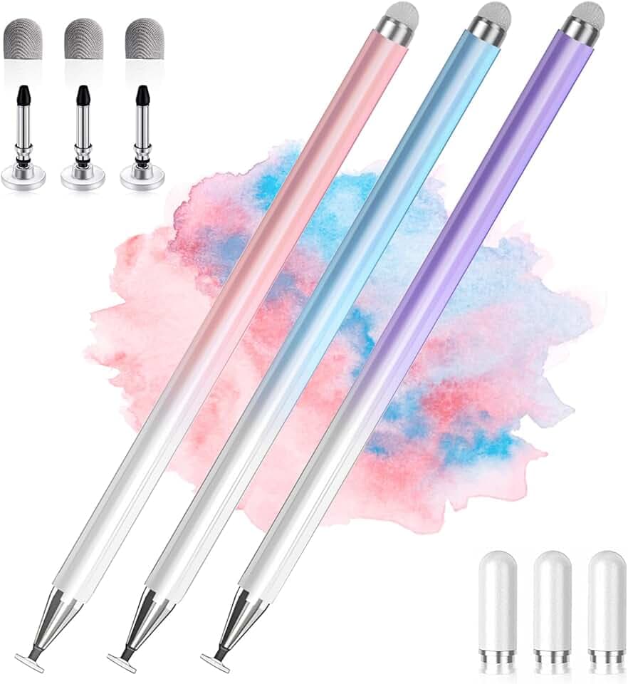 Stylet pour Tablettes Tactiles et Smartphones, Stylo pour Samsung/Xiaomi/Lenovo/iPhone/Tablette Tactile, Compatible avec iPad Pro/Mini/Air - 3 Pack, Haute Précision et Sensibilité