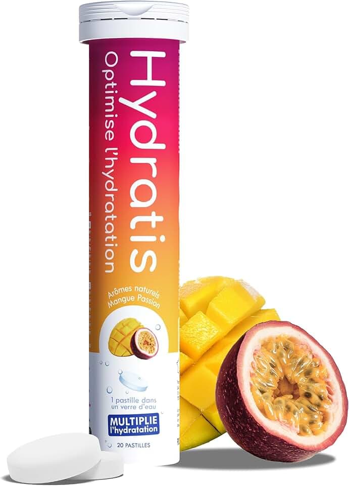 HYDRATIS - Pastilles Hydratation Electrolytes - Mangue Passion - Améliore l'Hydratation et Favorise l'Énergie - Formule Isotonique - Sport. Récupération. Bien-être (20 Pastilles)