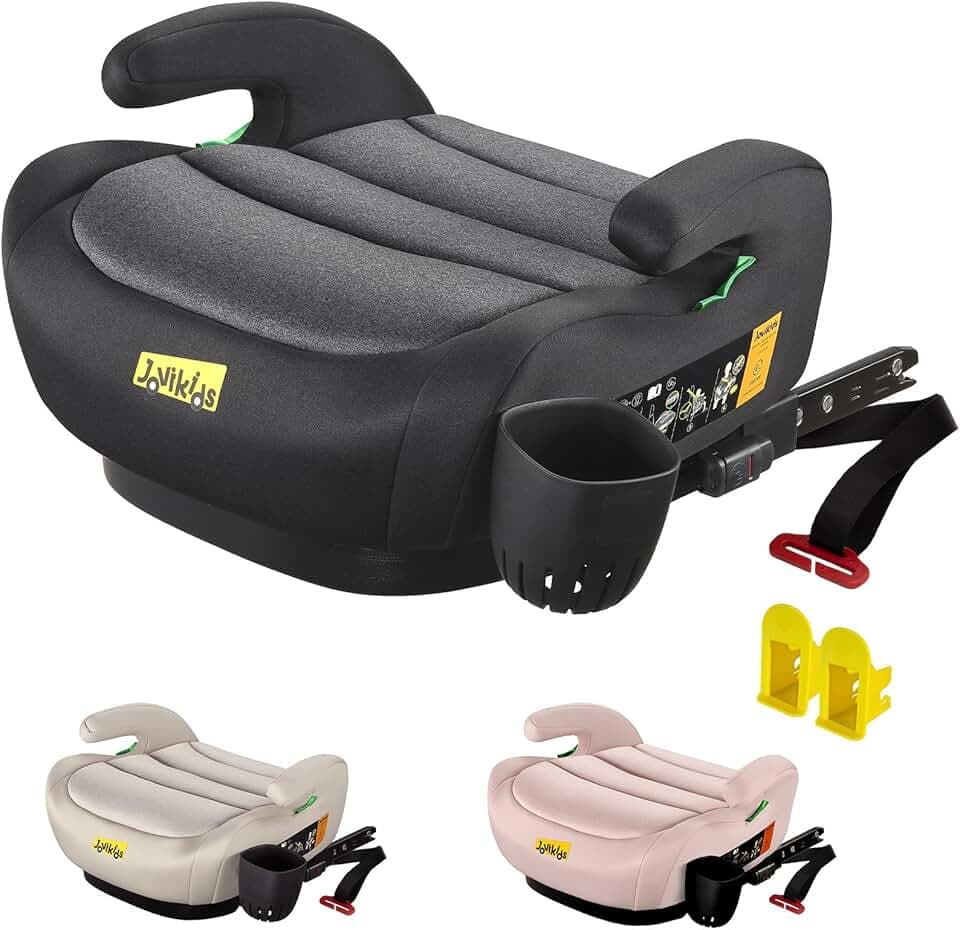 Jovikids Rehausseur Isofix I-Size 125-150cm (Groupe 2/3, Environ 3-12 Ans, 15-36 Kg), Siège Auto pour Enfant, ECE R129, Brun
