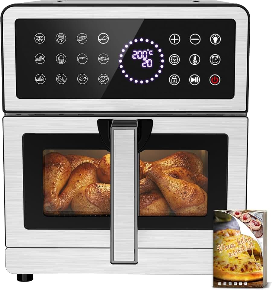 Air Fryer 8L XXL | Friteuse Sans Huile Haut/Bas Élément Chauffant, Airfryer Visuelle Lumière Intégrée 12 Programmes 2150W Corps Métallique, Friteuse à Air Chaud Avec Recette Max 200℃ Usage Familial