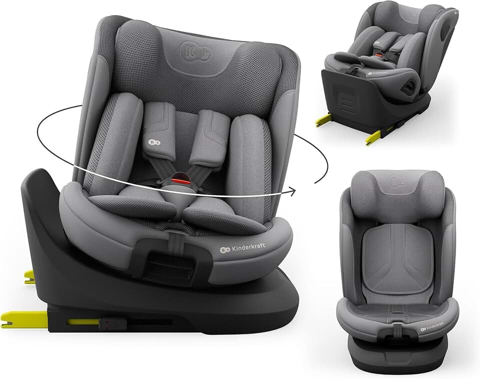 Kinderkraft I-GROW 2 PRO Siège Auto i-Size 40–150 cm (0–12 ans), Dos à la route jusqu’à 105 cm, 5 inclinaisons, ISOFIX + Top Tether, H-GUARD+ & SPS+, Gris