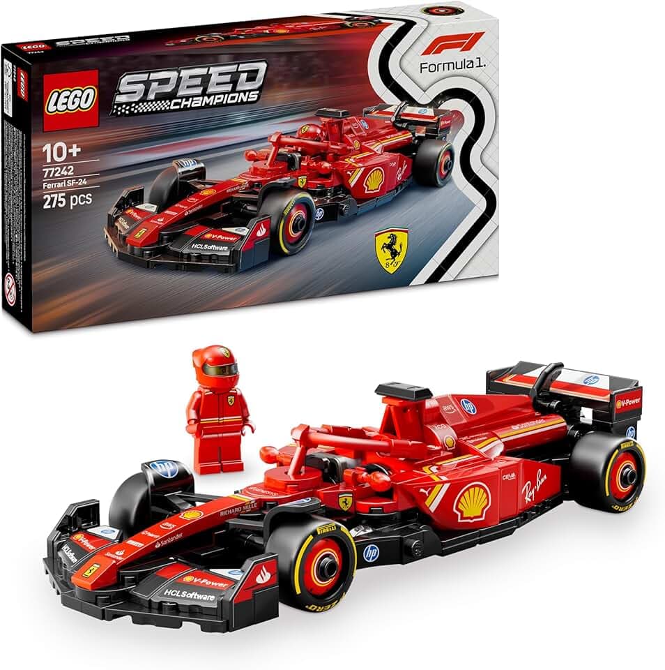 LEGO Speed Champions Voiture F1 Ferrari SF-24 - Jeu de Construction avec Véhicule de Course - Inclut Minifigurine Collector de Pilote de Formule 1 - Idée Cadeau pour Garçon ou Fille 77242