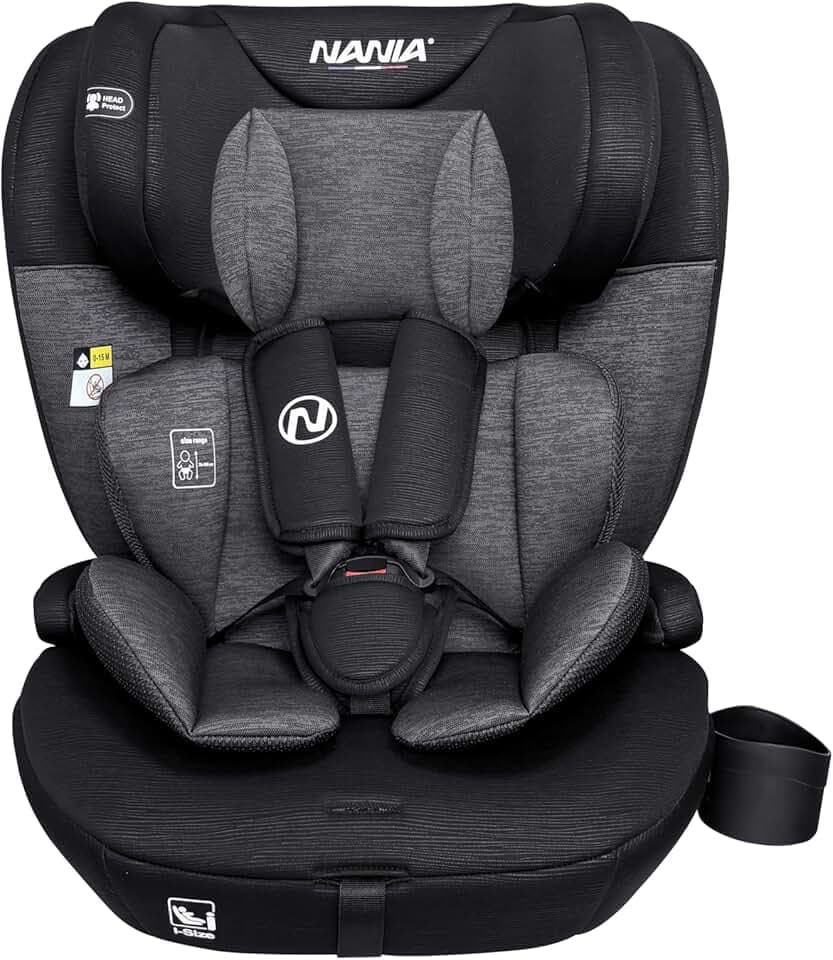 Nania Torino, Siège auto enfants, évolutif 76-150 cm, de 9 à 36 kg, 15 mois à 12 ans, Têtière ajustable 12 niveaux de réglages, Protections latérales,Housse amovible et lavable, Porte gobelet