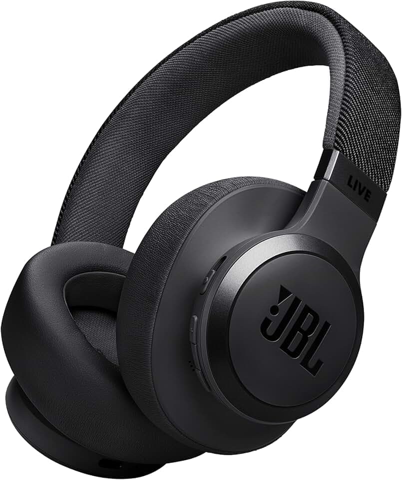 JBL Live 770NC Casque circum-auriculaire, Réduction de Bruit Adaptative, Smart Ambient, jusqu'à 65 heures d'autonomie, noir