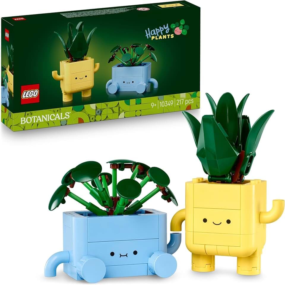 LEGO Botanicals Petites Plantes Souriantes - Jouet - Loisirs Créatifs - 2 Plantes Artificielles, 2 Pots de Fleurs Colorés & Visages Interchangeables - Cadeau Nature pour Fille dès 9 Ans & Ado 10349