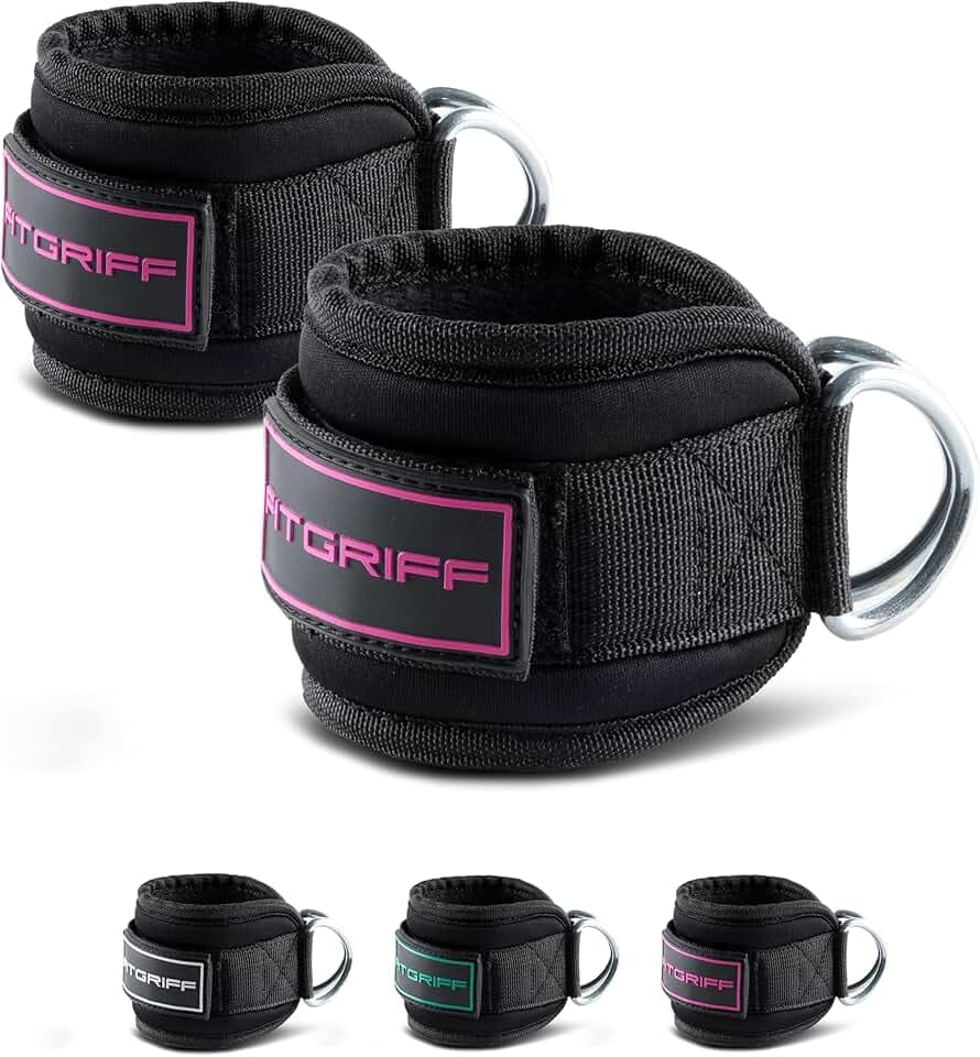 Fitgriff® Sangle Cheville Musculation Poulie V3 (Rembourré)- Ankle Straps pour Sport, Kickback, Entraînement des Fessiers - Accessoires de Fitness