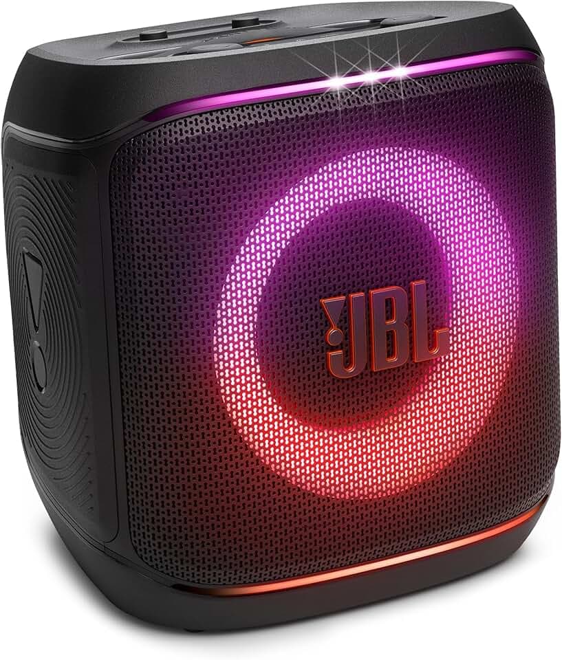 JBL Partybox Encore 2, Enceinte Bluetooth sans fil avec micro sans fil, 15 h d’autonomie, résistante aux éclaboussures IPX4, Son JBL Pro avec IA Sound Boost et connexion multi-enceintes Auracast, noir TUV Rheinland Recycled Material Verified
