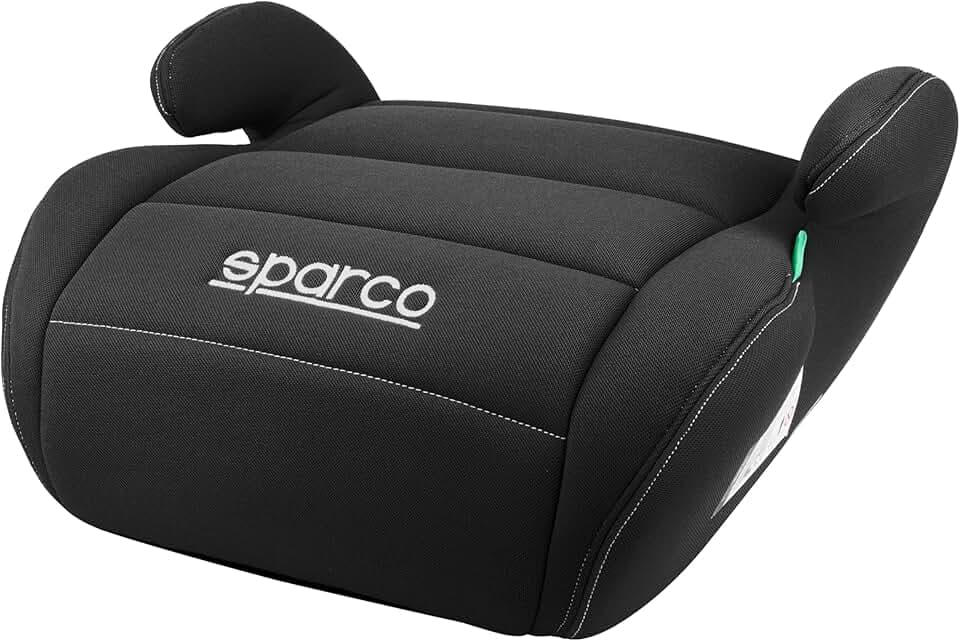 Sparco Siège Auto rehausseur pour Enfants Noir i-Size pour garçons et Filles. Homologué ECE R129/03 125-150 cm. avec Housse Lavable de 3 cm. Fabriqué en ABS Haute résistance