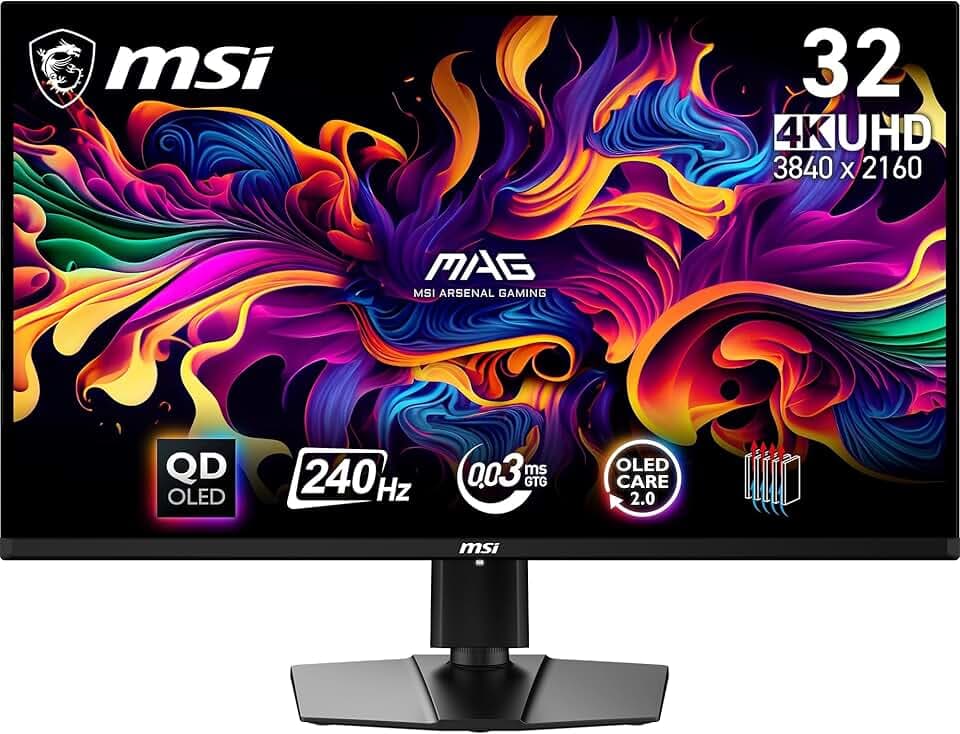 MSI MAG 321UPX QD-OLED écran Gaming 31.5" 4K UHD - Dalle Quantum Dot OLED 3840 x 2160, 240Hz / 0.03ms, 99% DCI-P3, ΔE≤2, DisplayHDR True Black 400 - DP 1.4a, HDMI 2.1, USB Type-C