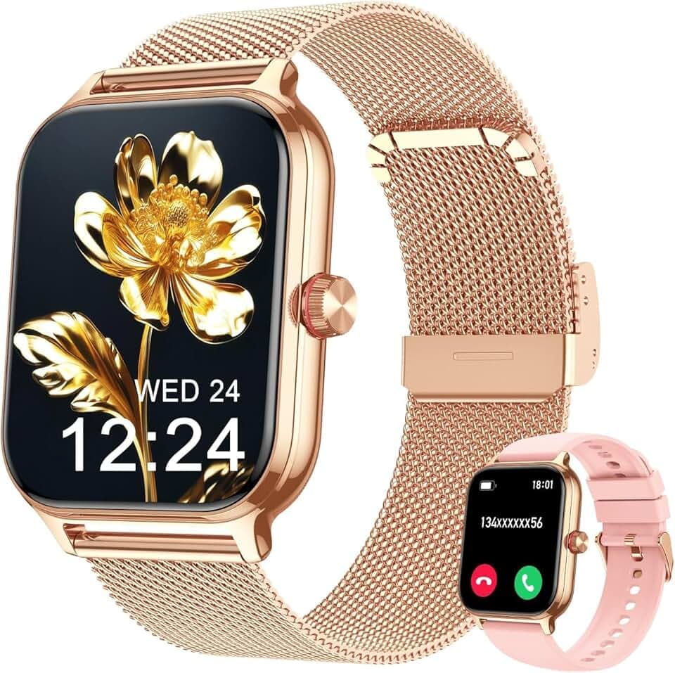 LODIMEKE Smartwatch Appel pour Apple Samsung Xiaomi & Android Phones, Montre Connectée Femme Homme Tension Artérielle Fréquence Cardiaque Sommeil, 1.96'' AI 100+ Sports, IP67 Podomètre Calculatrice