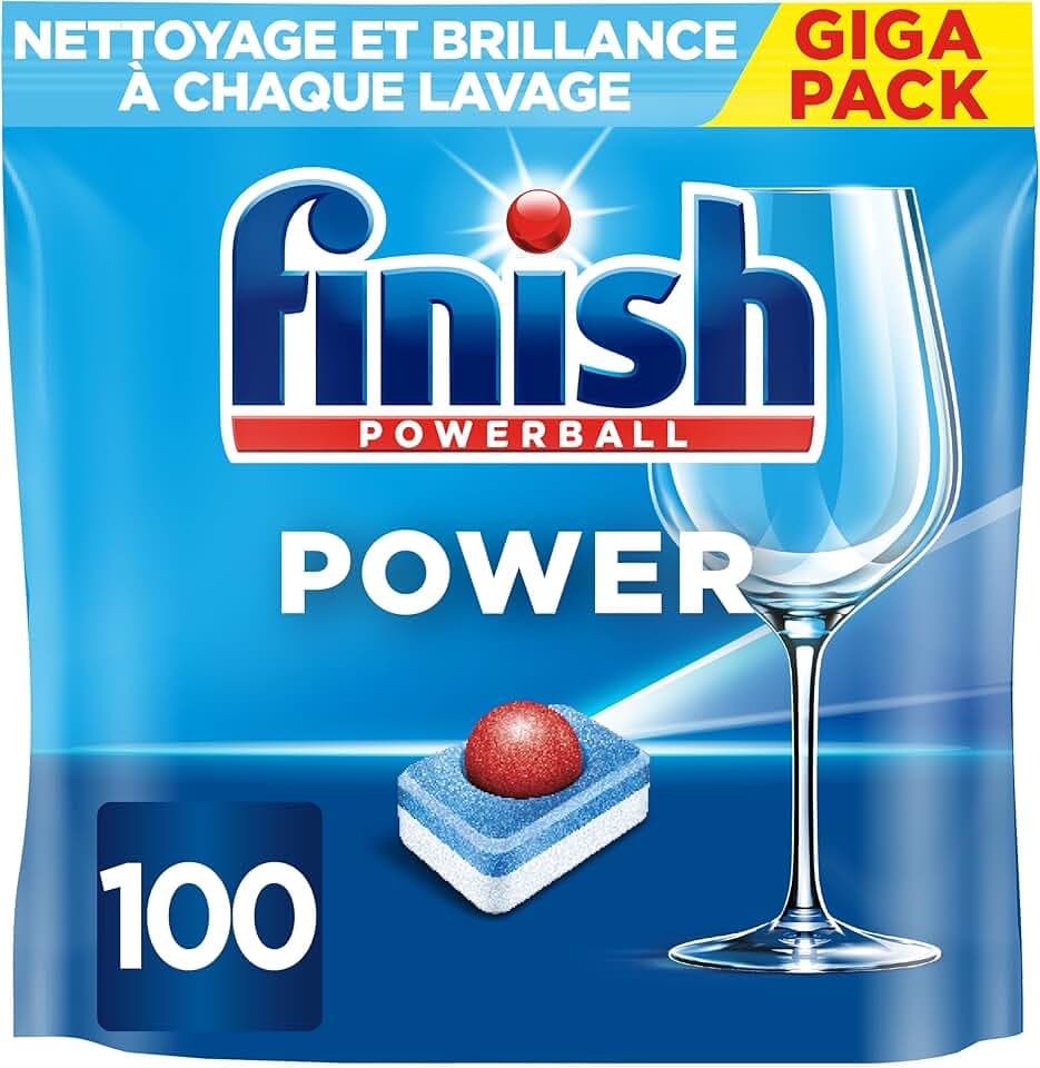 Finish Pastilles Lave-Vaisselle Powerball Comprimé Sans parfum All in One Max - 100 Tablettes Lave-Vaisselle