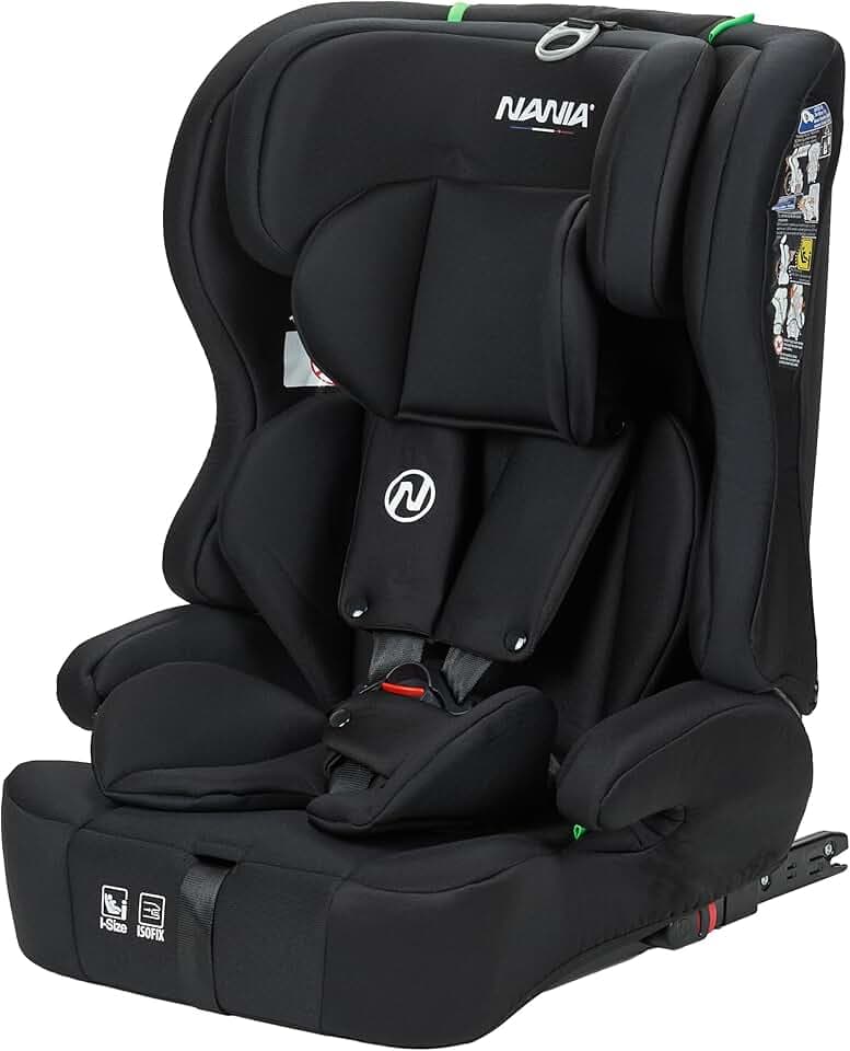 Nania Siège auto enfant isofix Lima I-size 76-150cm -Groupe 1/2/3 de 9 à 36 kg, 15 mois à 12 ans, Têtière ajustable, Harnais de sécurité 5 points, Housse amovible,Fixation Isofix