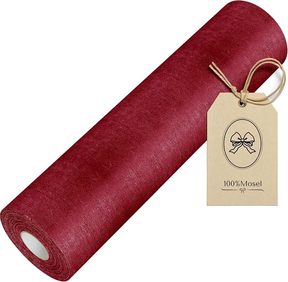 100%Mosel 100%Mosel Chemin de Table en Non-tissé, en Rouge Bordeaux (30 cm x 25 m), Nappe décorative pour Anniversaires Mariages et pour des Occasions spéciales