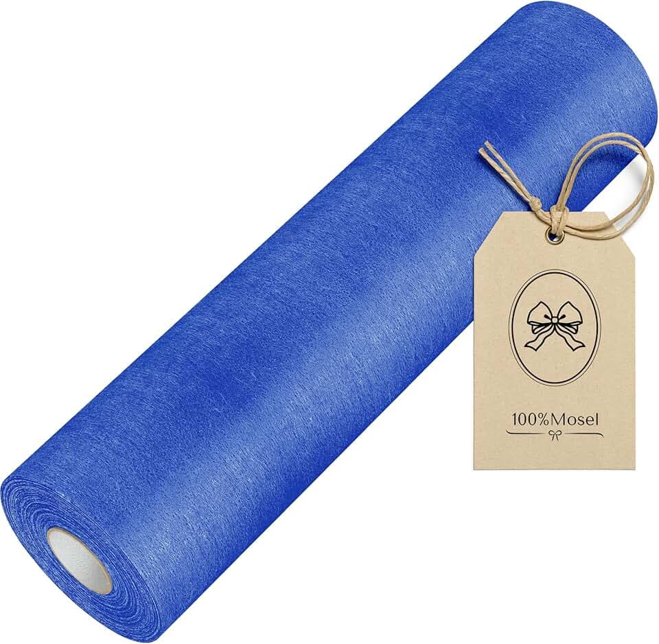 100%Mosel 100%Mosel Chemin de Table en Non-tissé, en Bleu Royal (30 cm x 25 m), Nappe décorative pour Anniversaires Mariages et pour des Occasions spéciales