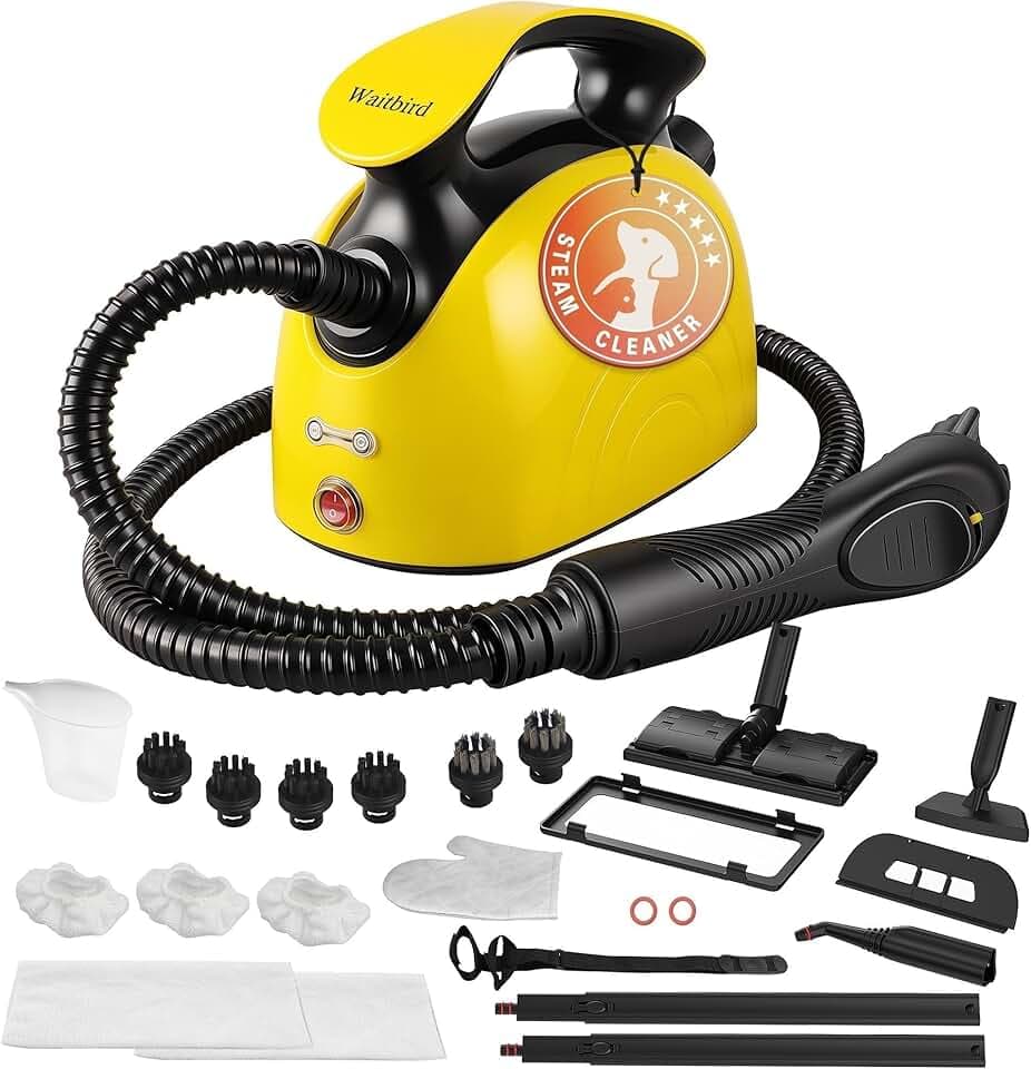 Waitbird Nettoyeur à vapeur, Nettoyeur à vapeur domestique, vapeur puissante avec 21 accessoires, haute température 248 ° F, idéal pour les planchers, canapés, décoration intérieure, Adaptateur