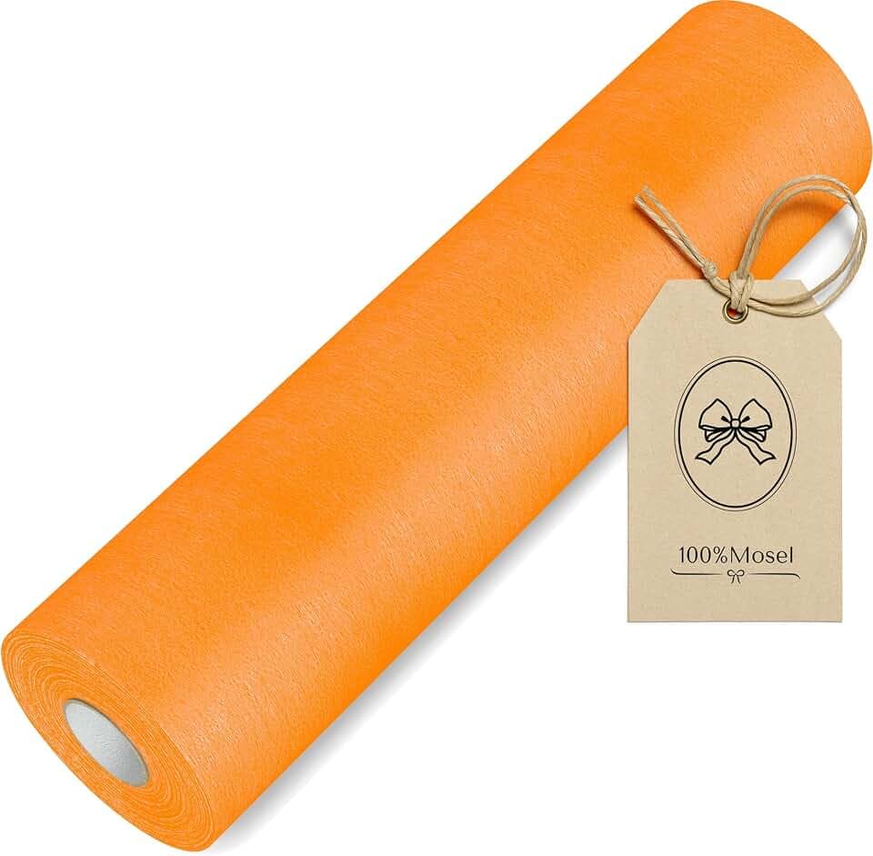 100%Mosel 100%Mosel Chemin de Table en Non-tissé, en Orange (30 cm x 25 m), Nappe décorative pour Anniversaires Mariages et pour des Occasions spéciales
