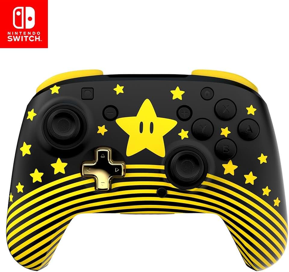 Turtle Beach Rematch Super Mario Star Manette sans fil w/brille dans le noir et sous licence officielle Nintendo – pas de bouton C