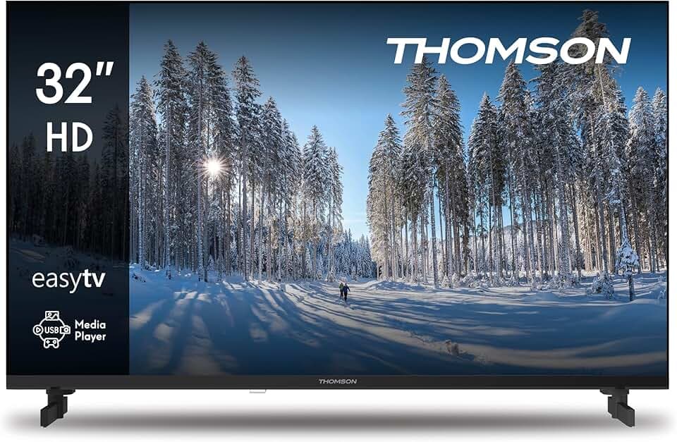 THOMSON TV 32 Pouces (81 cm) HD Easy TV, Téléviseur LED (Non-Smart), Triple Tuner (DVB-T/T2/C/S/S2), Dolby Audio, Mode Hôtel, Lecteur Multimédia, Télécommande Rétroéclairée, 3X HDMI - 32HD2S13