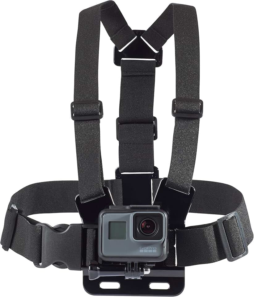 Amazon Basics Harnais de Poitrine Ajustable pour GoPro et Caméras d'Action, Léger & Confortable - Noir