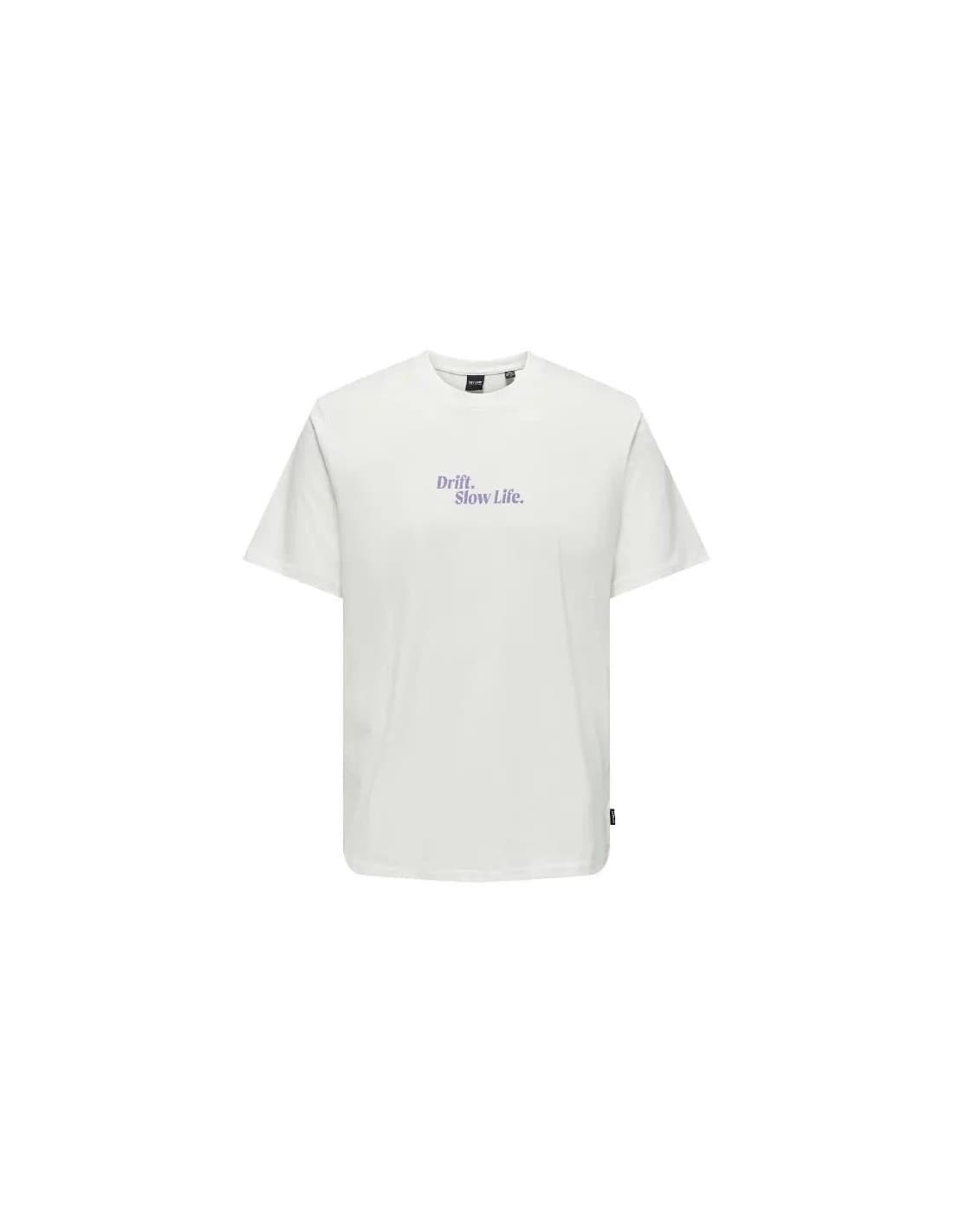T-shirt Homme Only & Sons Onskye Reg Photo Drift Blanc