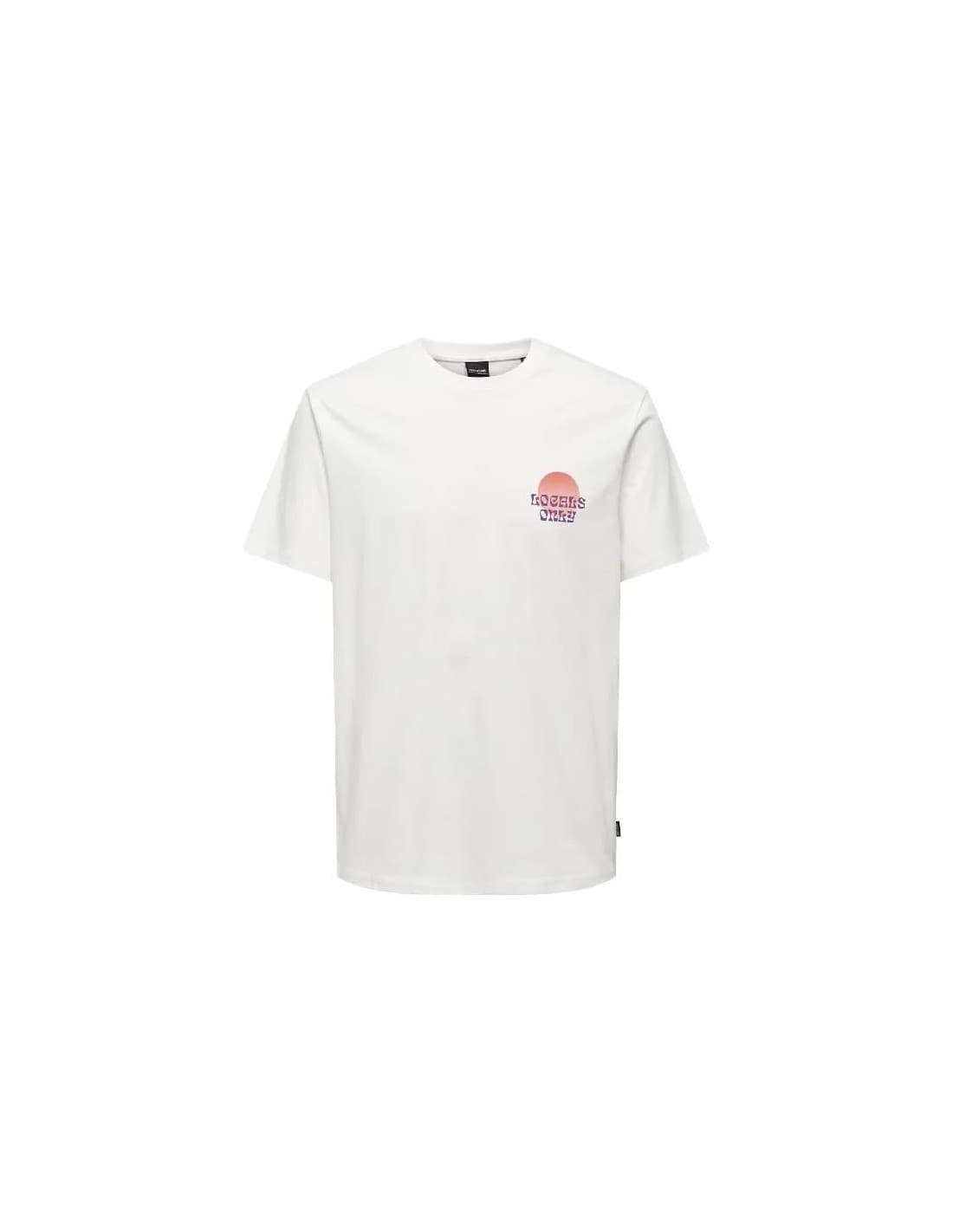 T-shirt Homme Only & Sons Onskye Reg Photo Locals White