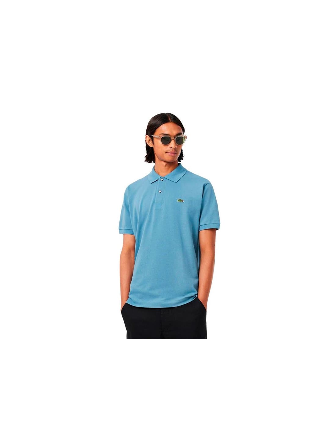 Polo Lacoste Chemise Col Bord-Côtes Manches Courtes Homme Bleu