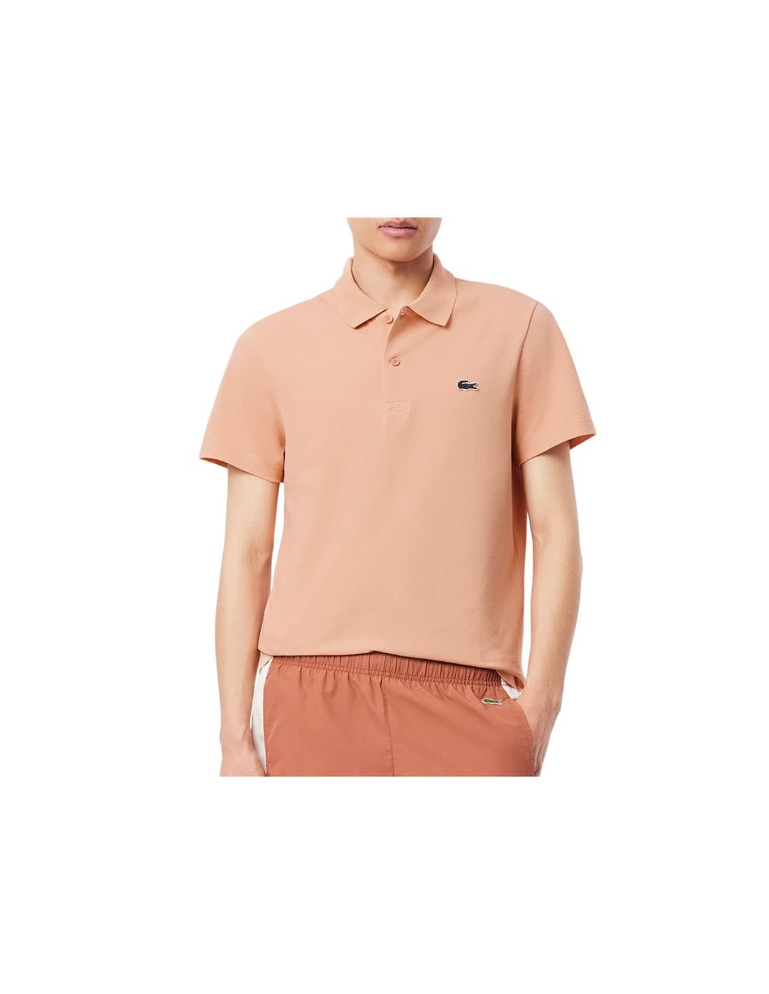 Polo Lacoste Chemise Col Bord-Côtes Manches Courtes Homme Latte
