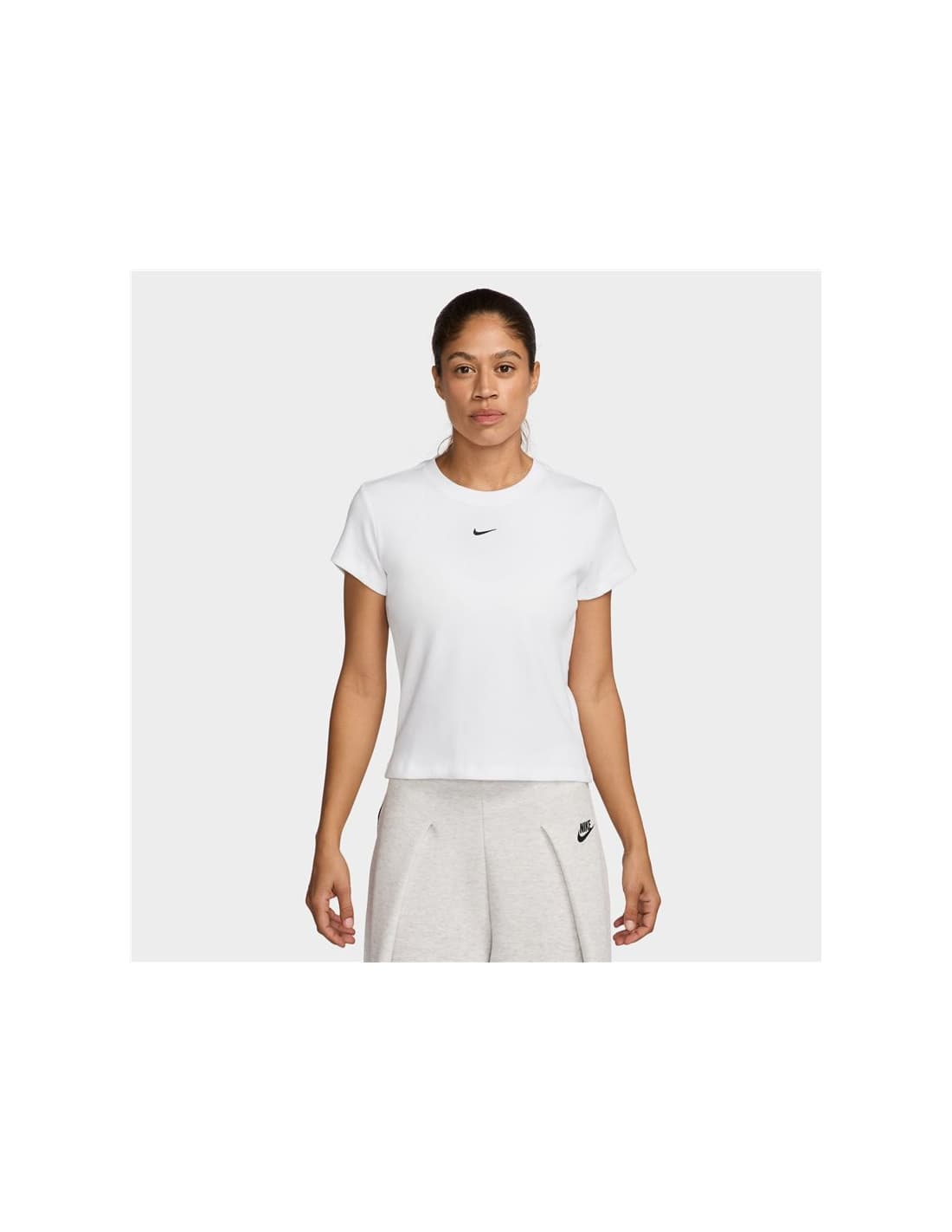 T-shirt Nike Sportswear Tight Ribbed Short-Sleeve Femme Blanc