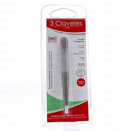 3 CLAVELES Pince à épiler crabe en inox 10 cm