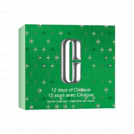 Célébrez les fêtes de fin d’année avec ce coffret 12 jours Clinique contenant les produits les plus iconiques de la marque dans des formats ultragénéreux. Célébrez les fêtes de fin d’année avec ce coffret 12 jours Clinique contenant les produits les plus iconiques de la marque dans des formats ultragénéreux.Ce calendrier contient :- High Impact™ Mascara Impact Optimal – Format Standard (7ml) : Un mascara adapté aux yeux sensibles qui étoffe, sublime et allonge les cils en un seul geste- Moisture Surge™ Soin Auto-réhydratant 100H - Format Standard (30ml) : Ce soin rafraîchissant, à la texture gel-crème addictive, apporte à votre peau une hydratation immédiate. Instantanément, votre peau est apaisée, repulpée et plus lumineuse.- Almost Lipstick™ Black Honey – Format Standard (1,9g) : Le baume à lèvres iconique Clinique pour un fini naturel et une couleur black honey unique.A mi-chemin entre le rouge à lèvres et le brillant à lèvres, ce baume teinté fusionne avec la couleur naturelle de vos lèvres.- All About Eyes™ Soin Yeux Anti-poches Anti-cernes – Format Standard (15ml) : Cette crème contour des yeux à la texture légère atténue l'apparence des poches et des cernes. Sa texture crème/gel, favorise la tenue du maquillage.- Moisture Surge Lips™ Soin Lèvres Hydro-repulpant- Format Standard (7ml) : Ce baume hydratant repulpe et lisse les lèvres tout en leur offrant douceur et brillance.- Déodorant Antiperspirant Roll-on – Format Standard (75ml) : Ralentit la transpiration et neutralise les mauvaises odeurs. Ne tache pas et sèche rapidement.- High Impact™ Easy Liner Black – Format Standard (0,67g)Un eye liner longue tenue à la couleur intense et une application ultraprécise.- Take The Day Off™ Baume Démaquillant – Format Voyage (30ml) : Ce baume démaquillant léger élimine immédiatement le maquillage du visage et des yeux, même le plus tenace.- All About Clean™ Savon Visage Liquide Doux – Format Voyage (30ml) : Développé par des dermatologues, il élimine la pollution, l’excès de sébum et autres impuretés pour une peau propre et fraiche.- Emulsion Hydratante Tellement Différente – Format Voyage (15ml)¿ : Développée par des dermatologues, elle maintient la peau hydratée pendant 8 heures et renforce la barrière cutanée.- Lotion Exfoliante 2 – Format Voyage (60ml)¿ : Élimine les impuretés et cellules mortes et stimule le renouvellement cellulaire. Le teint est éclatant et les pores sont resserrés.- Crème Gommante Quotidienne 7 Day Scrub – Format Voyage (30ml) : Cette crème gommante très douce élimine les cellules mortes et affine le grain de la peau.